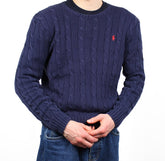 Ralph Lauren dünner Pullover mit Zopfmuster - Farbe: Navy - Größe: M - VintageR2